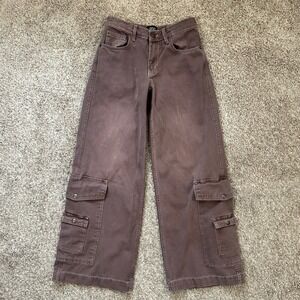 BDG Urban Outfitters Wide Leg Cargo Pants Washed Brown‎ Mauve Mid Rise Size 24